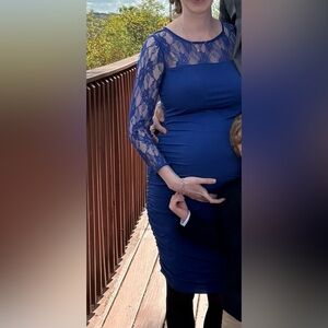 Motherhood Maternity Royal Blue Lace Long Sleeve Dress